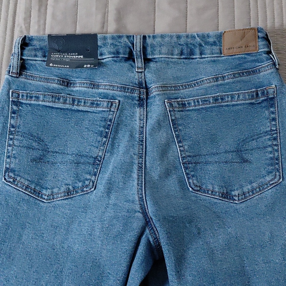 AEO Curvy Stovepipe High Waisted Jeans Sz 6 - Picture 7 of 11